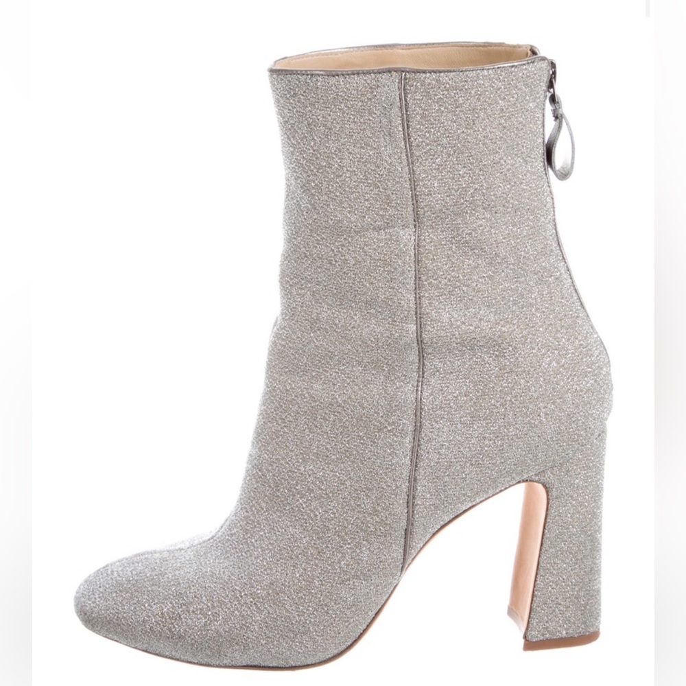 Alexandre Birman silver canvas booties